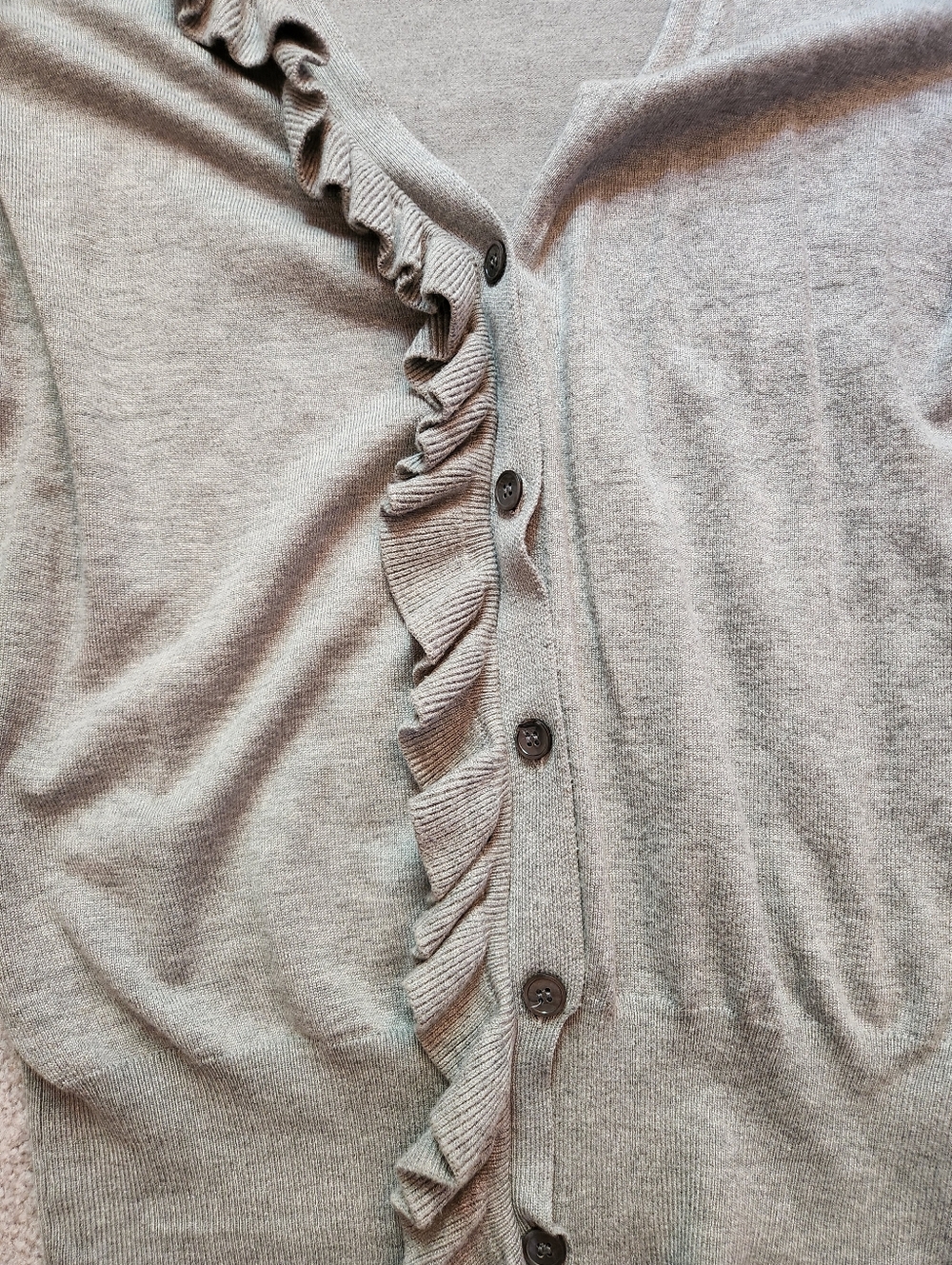 Shein Gray Ruffle Cardigan Small - Picture 3 of 5